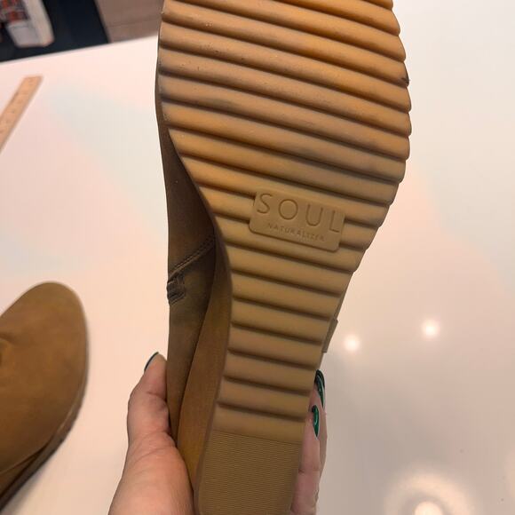 NEW Soul Naturalizer Brown Haley West Round Toe Zipper Wedge Bootie Size 12 - Picture 7 of 12